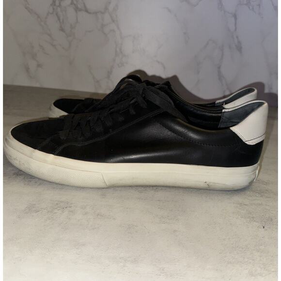 VINCE Men’s "Fulton" Leather Low-Top Lace Up Sneakers Black/White 9M - Picture 2 of 7